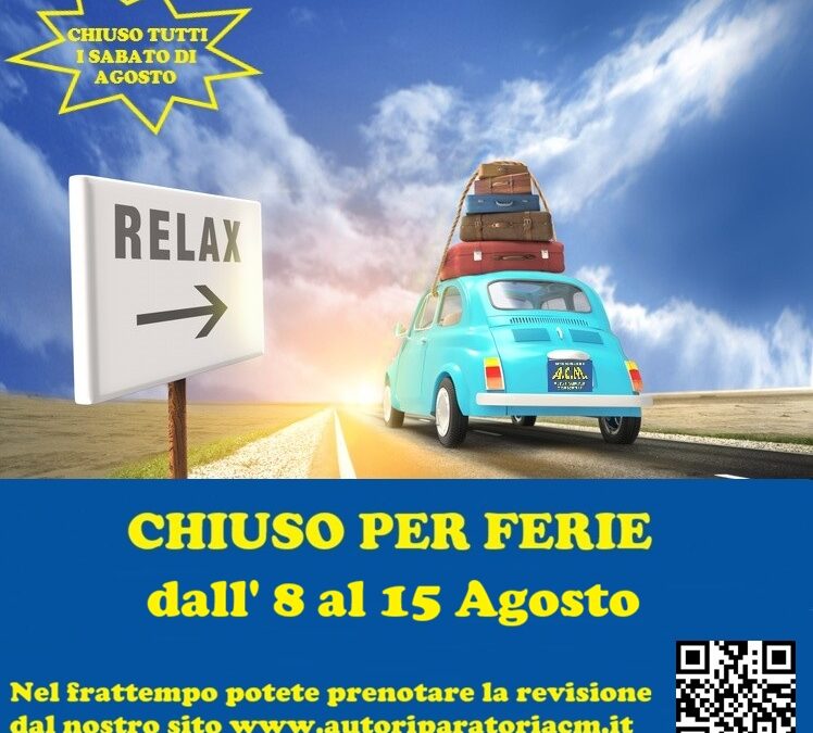 CHIUSURA PER FERIE – AGOSTO 2026